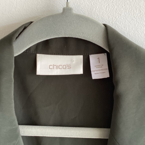 Chico’s Military Utility Jacket Green Size 2 (8/10) - Picture 5 of 8